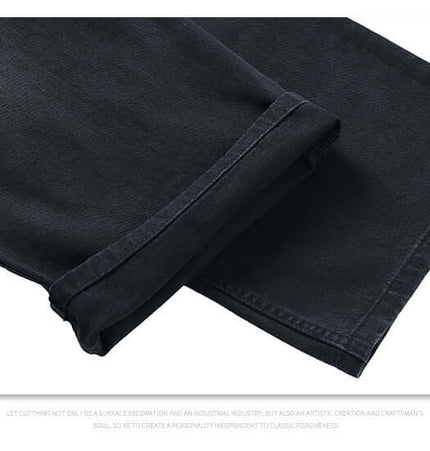 Detail view of Straight Loose Fit Denim Jeans showcasing the hem and rolled cuffs for a casual look.