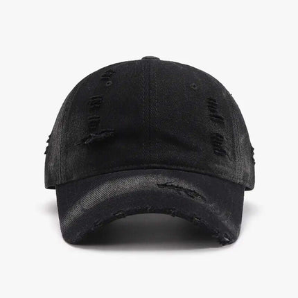 Back view of Ivory distressed adjustable cotton baseball cap by Grozavu