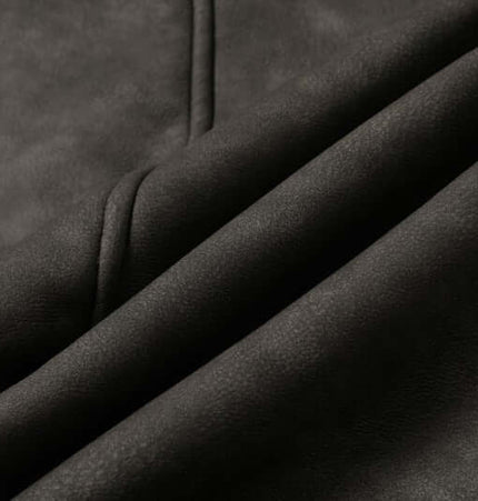 Close-up of soft black faux suede fabric highlighting texture for Thick Suede Hooded Jacket – Street Style.