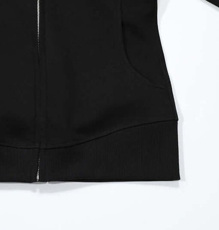 Vintage Gothic Zip-Up Hoodie – Slim Fit showing the zipper and hem detail.