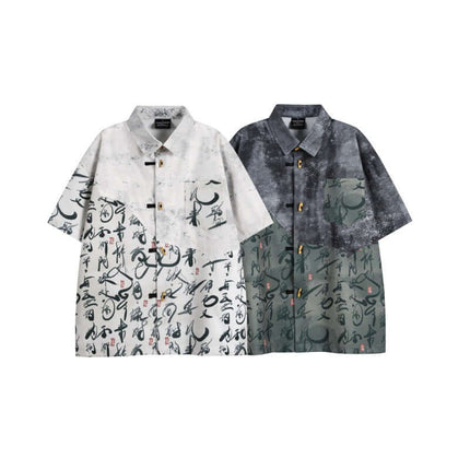 Exclusive Poetry Splicing Short Sleeve Shirts urban aesthetic - Image 5