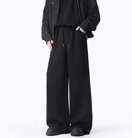 Oversized Winter Casual Long Pants in black, featuring a relaxed fit and stylish street style for winter comfort.