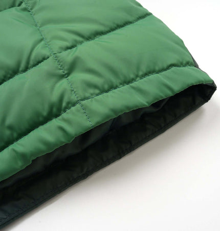 Color-Block Down Jacket – Loose Fit showing the green color-blocked design and quilted texture.