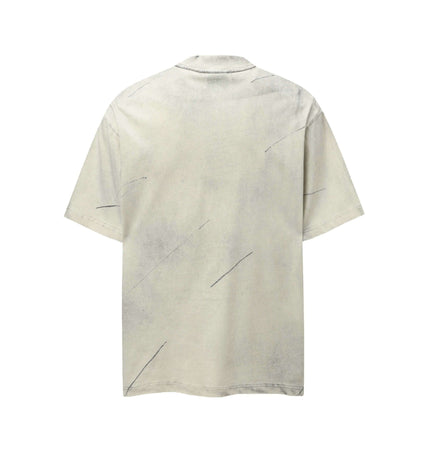 Washed Patchwork Letter TShirt – Loose Fit back view showing relaxed design and washed finish