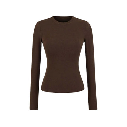 Top elastic cu umplutură, ajustat, cu mâneci lungi