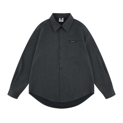 Model wearing Light gray solid color long sleeve shirt by Grozavu