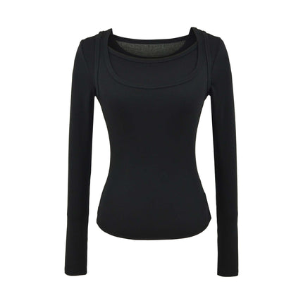 Square Neck Slim Fit Long Sleeve Top