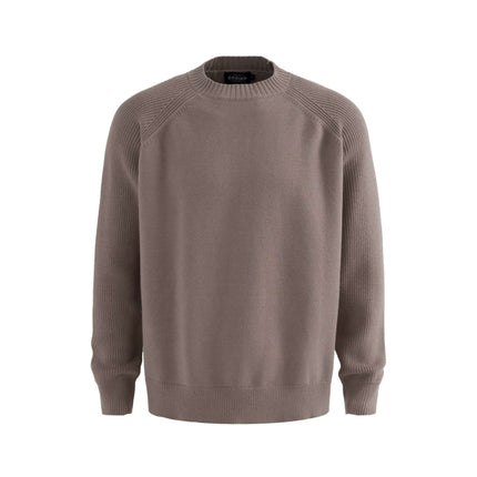 Lazy Streetwear Knit Sweater – Loose Fit in a cozy taupe color with ribbed detailing and long sleeves.