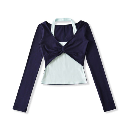 Top de manga larga con cuello colgante