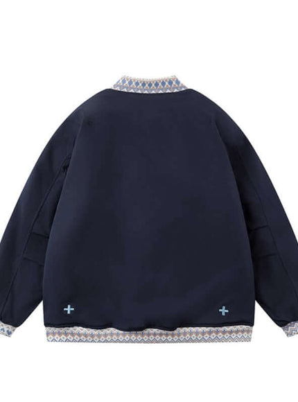 Close-up of Apricot cotton jacket paneled spliced fabric