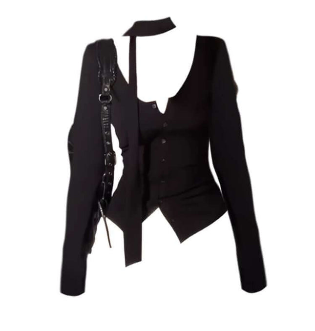 Maglietta a maniche lunghe slim fit con scollo a V e bottoni