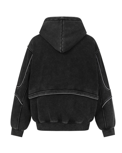 Maison Grozavu Sophisticated Quartz Hoodie in signature tone — front view showing the structured collar construction