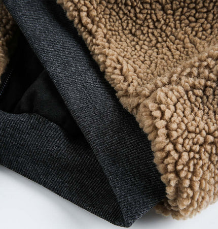 Close-up of the Lamb Wool Cotton Double-Sided Jacket showcasing its soft fleece texture and durable fabric.