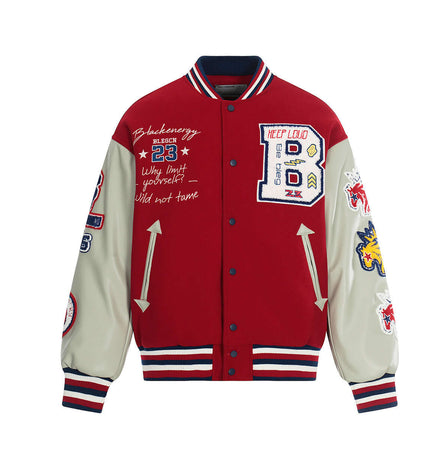 Heavy Embroidery Baseball Jacket – Thick Fit featuring bold embroidery and a stylish urban design.