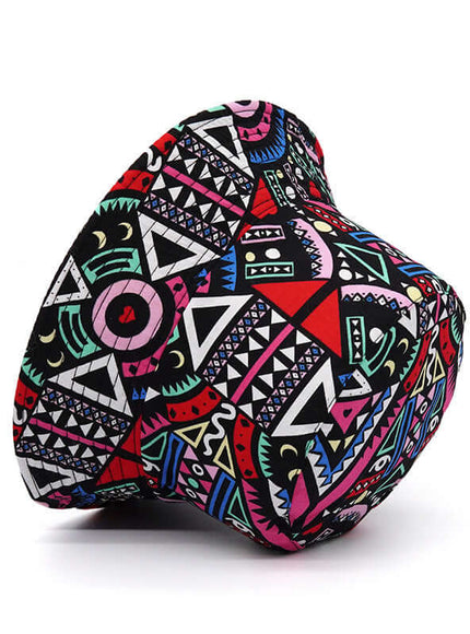 Back view of patterned bucket hat by Grozavu