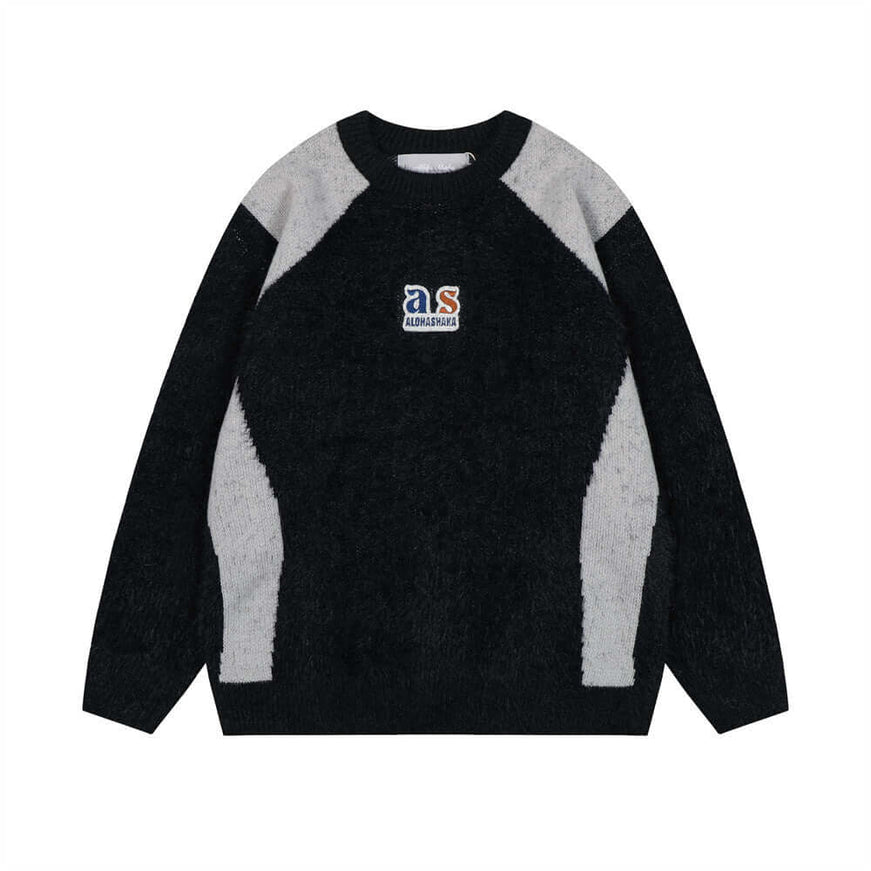 Model wearing Gray imitation mink fur sweater by Grozavu