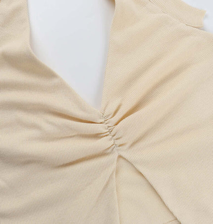 Split Neck Suspender Top – Slim Fit detailed view of fabric texture and design elements.