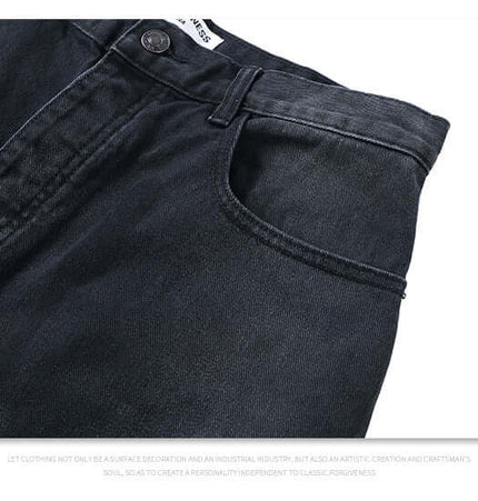 Straight Loose Fit Denim Jeans in black, showcasing the straight-leg cut and minimalist design for casual wear.