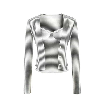 Streifen V-Ausschnitt Cardigan – Lässige Passform