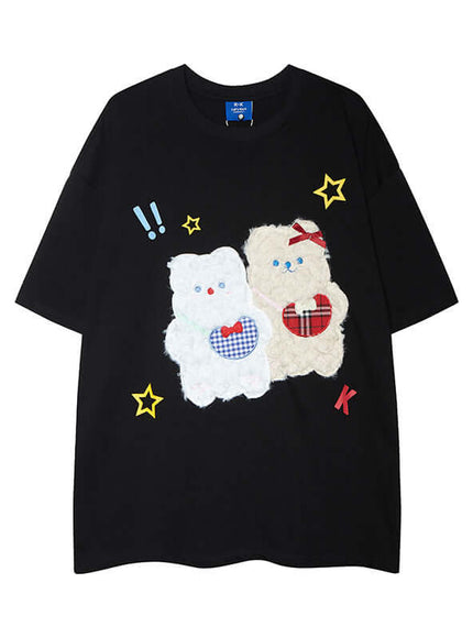 Close-up of White heavyweight black tee fabric