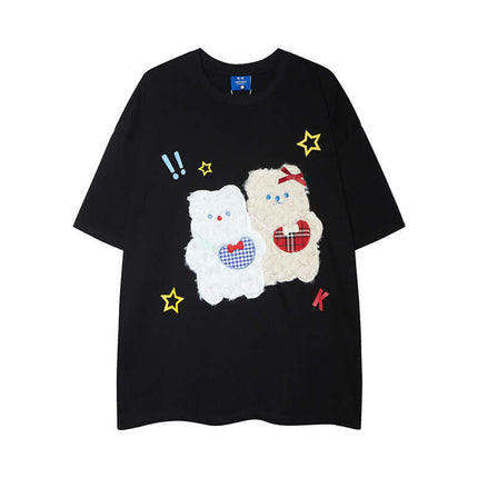 Close-up of White heavyweight black tee fabric