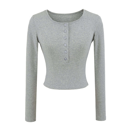 Camiseta de Manga Larga con Cuello en V - Corte Ajustado