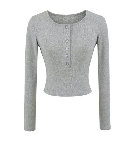 V-Ausschnitt Langarmshirt - Schmale Passform