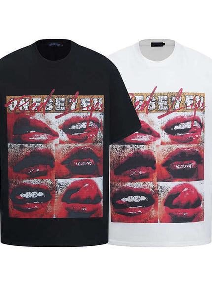 Close-up of White print t-shirt short sleeve fabric