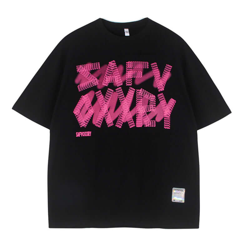 Model wearing White short sleeve t-shirt oversize letters by Grozavu