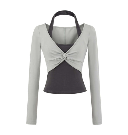 Top de manga larga con cuello colgante