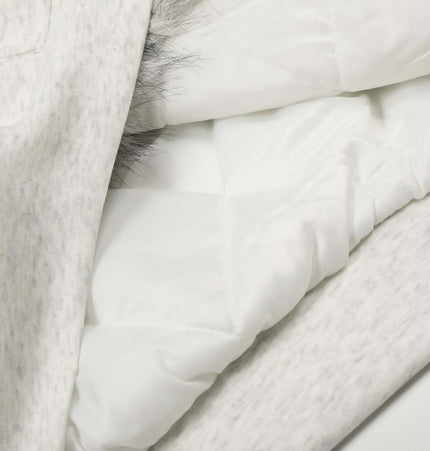 Interior view of velvet lining in the Velvet Hooded Jacket - Loose Fit, showcasing warmth and comfort.