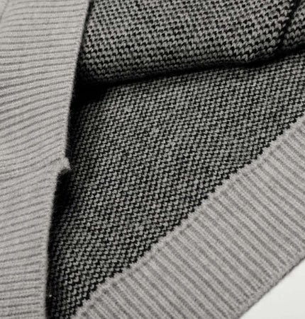 Loose fit Letter Jacquard Knit Hoodie – Loose Fit showcasing soft gray knit texture and bold jacquard lining.