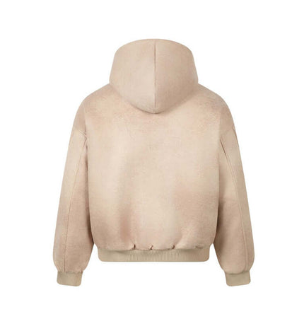 Faux Fur Hooded Jacket – Street Style back view showcasing cozy and stylish design.