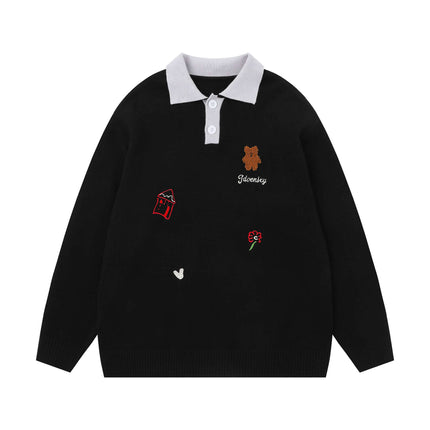 Exclusive Polo Neck Sweater Japanese Knitwear urban aesthetic - Image 6