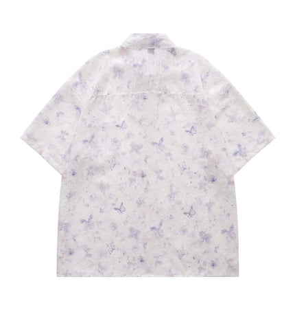 Back view of the Butterfly Jacquard Printed Shirt showcasing the intricate butterfly jacquard pattern.