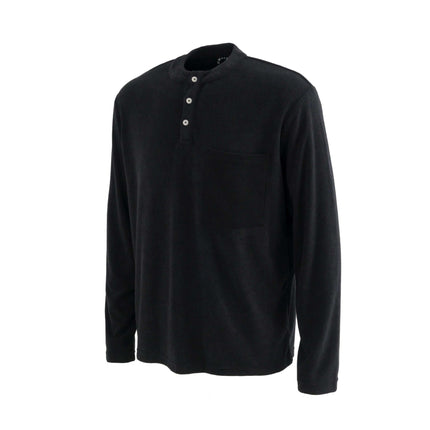 Stand Collar Button Hoodie – Loose Fit in black, featuring a stand collar and button details for a modern, relaxed style.