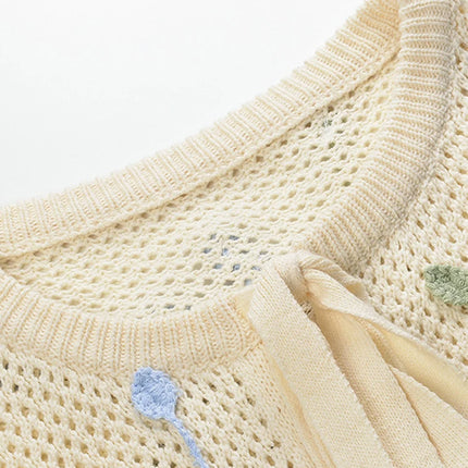 Back side view of Floral Lace Up Knitted by Grozavu brand streetwear