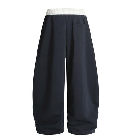 Towel Embroidery Heart Sweatpants in navy with a high waist and relaxed fit, featuring a bold heart graphic.