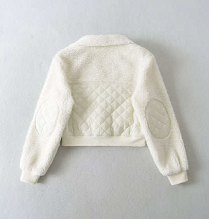 Back view of the Winter Lamb Wool Quilted Cotton Jacket showcasing the soft, cozy fabric and quilted detailing.