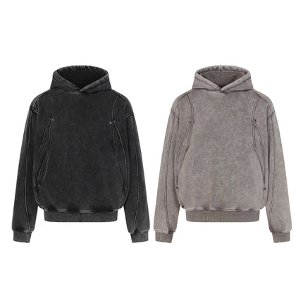 Washed Distressed Hoodie - Loose Fit