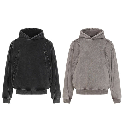 Washed Distressed Hoodie - Loose Fit