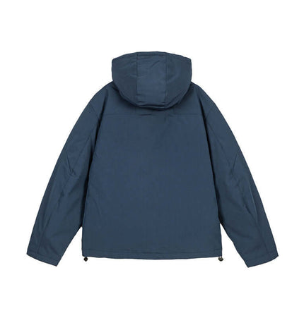 Back view of Thick Warm Waterproof Down Jacket showcasing its hood and casual design.