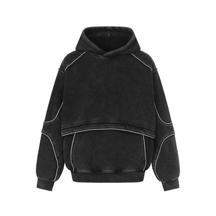 Tape Patchwork Hoodie - Loose Fit