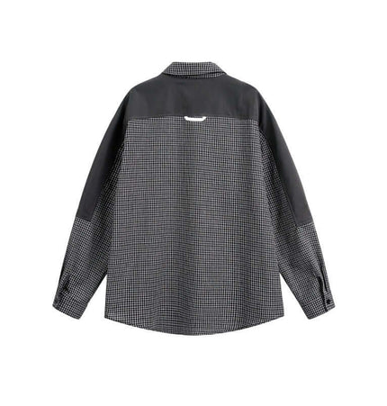 Checkered Patchwork Shirt - Loose Fit back view showcasing checkered design and relaxed silhouette.
