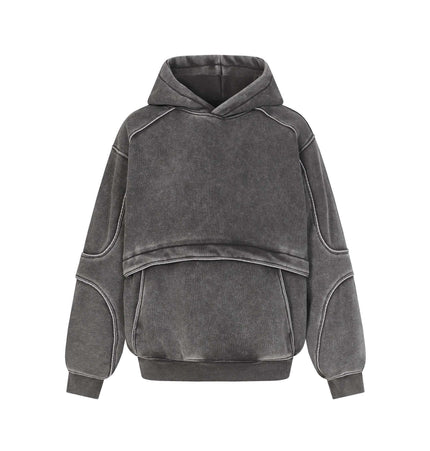 Felpa con Cappuccio Patchwork a Nastro - Vestibilità Ampia