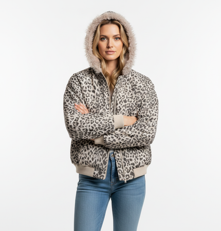 Leopard Print Velvet Jacket - Loose Fit