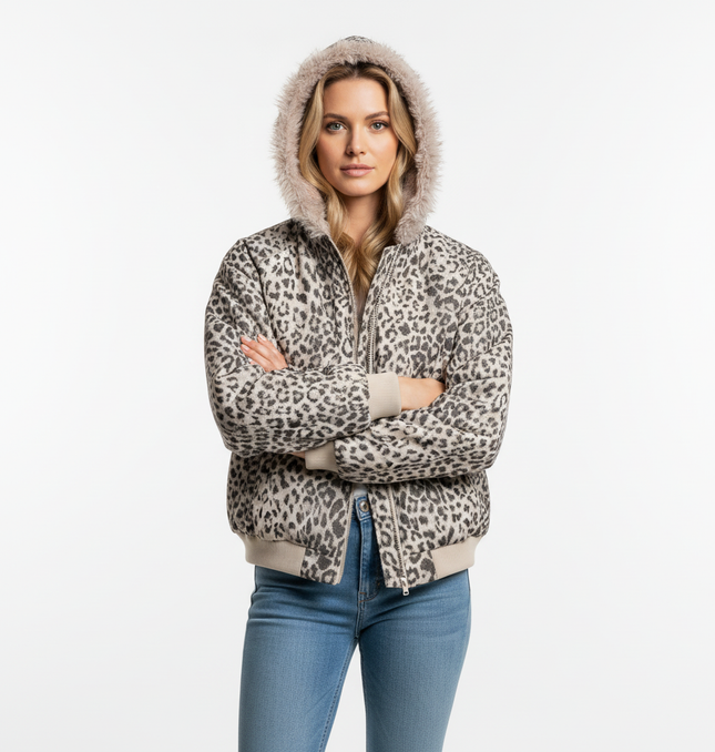 Leopard Print Velvet Jacket - Loose Fit