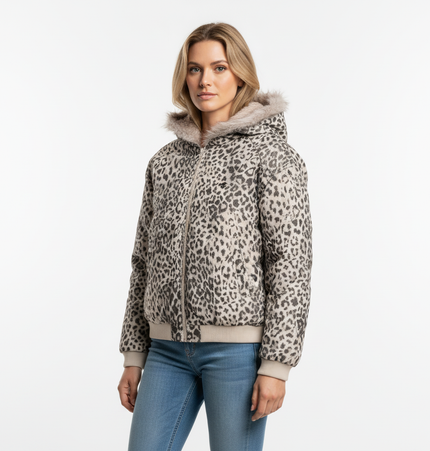 Leopard Print Velvet Jacket - Loose Fit