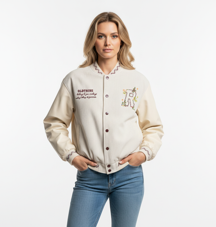 Stand Collar Jacket – Loose Fit