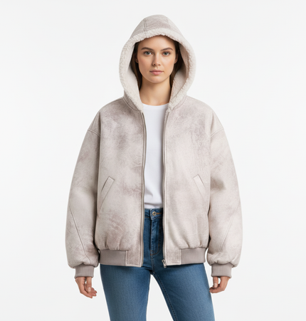 Crack Pattern Leather Jacket – Loose Fit